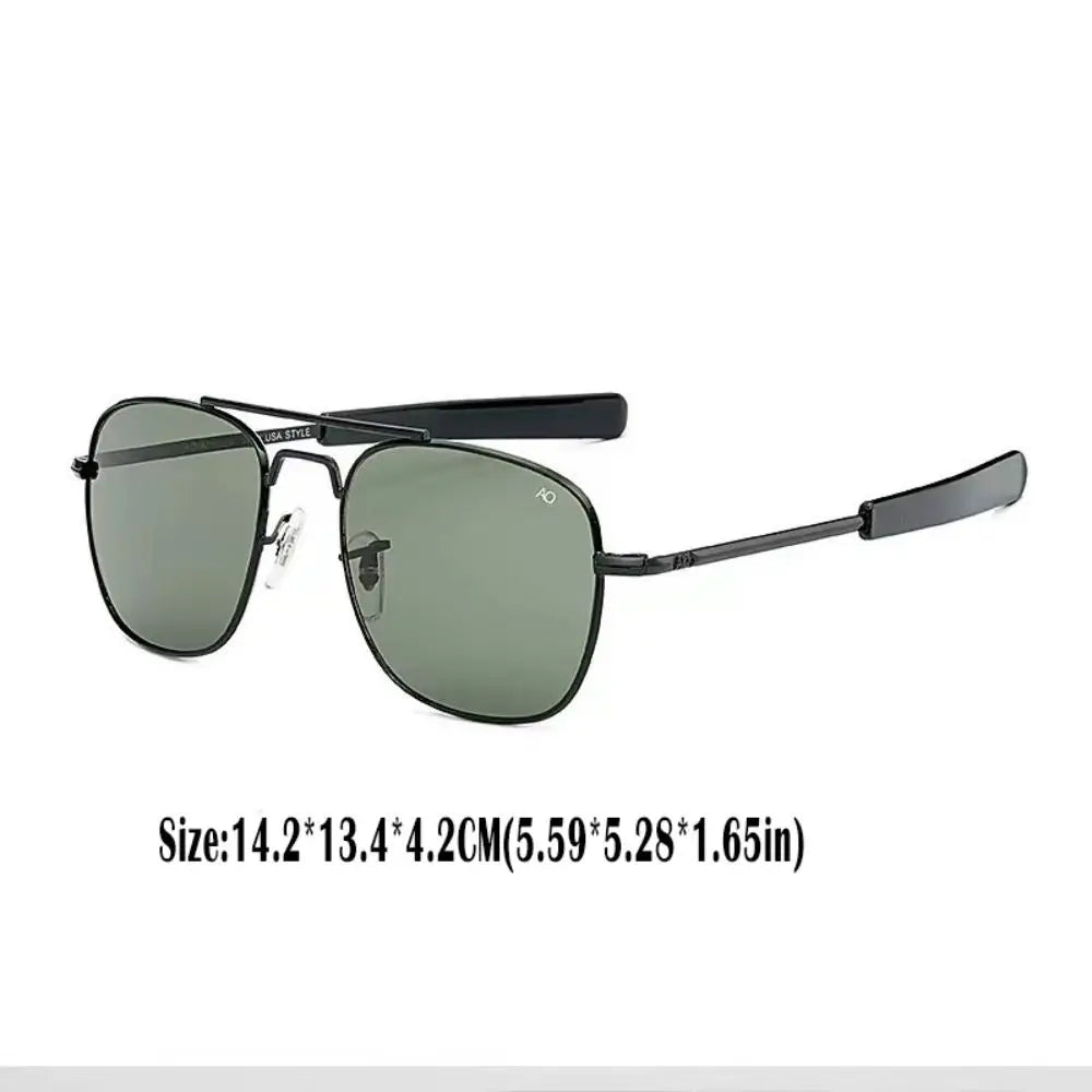 Vintage Look AO Pilot Sunglasses Retro Green Lens Luxury Sunglasses Male Design Optical Glass Lens Driving Shades