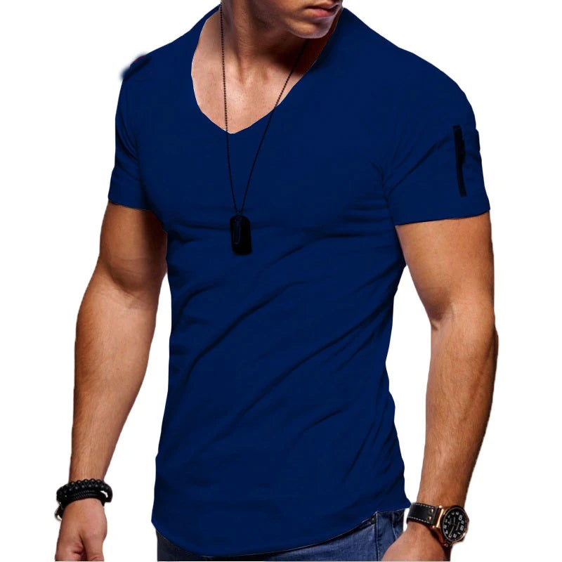 camiseta casual de Hombre, liviana, elegante, cuello V, ajustada