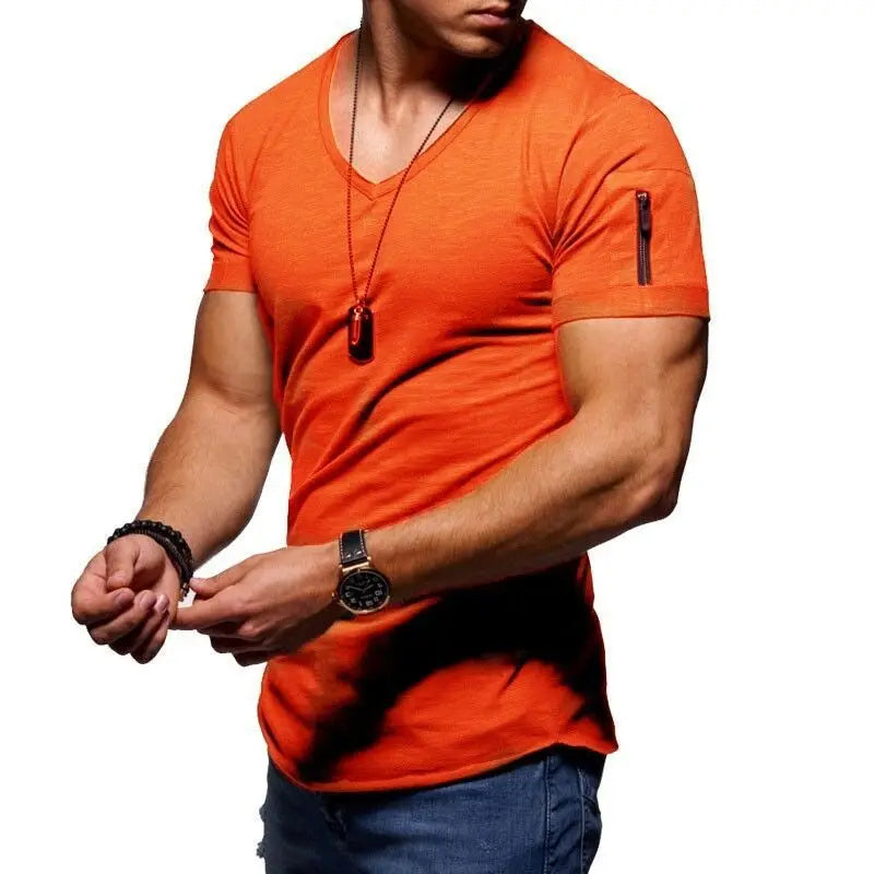 camiseta casual de Hombre, liviana, elegante, cuello V, ajustada