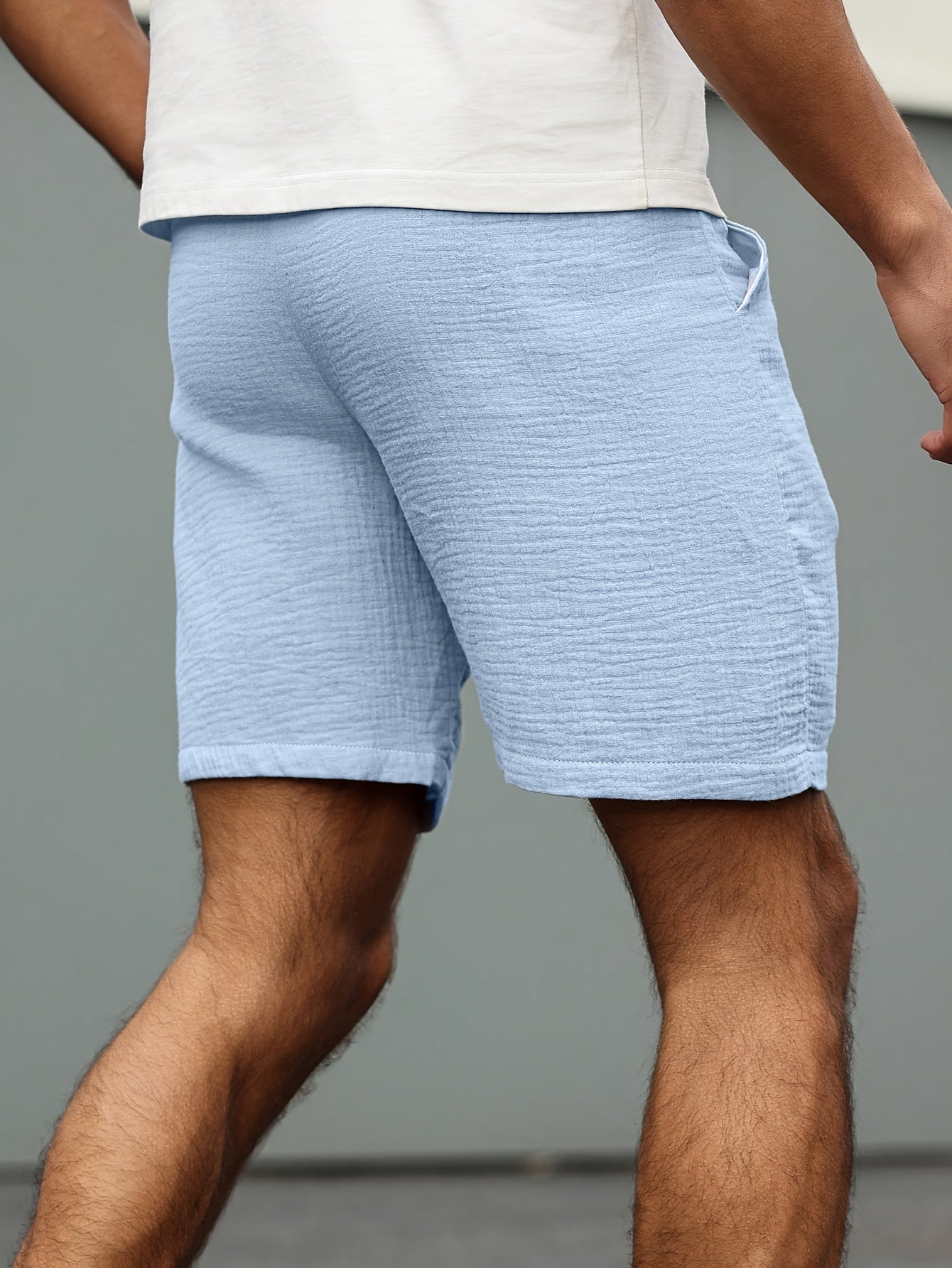 Short informal de verano para hombre 100% algodón con cintura elástica con cordón y bolsillos