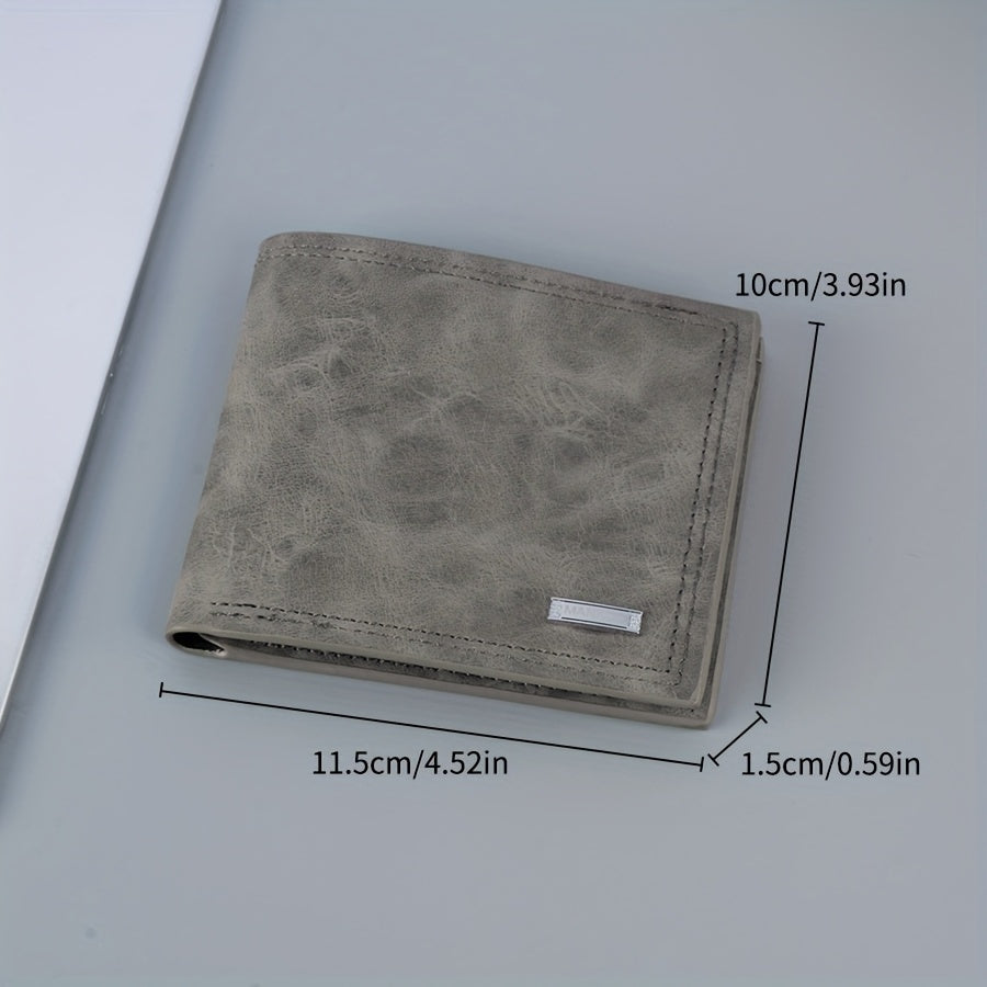 Billetera Bifold Delgado para Hombre 1pc - Marrón/Negro, Diseño Compacto de Medio Pliegue con Cremalleras de Tono Dorado, Múltiples Ranuras para Tarjetas y Bolsillo para Dinero