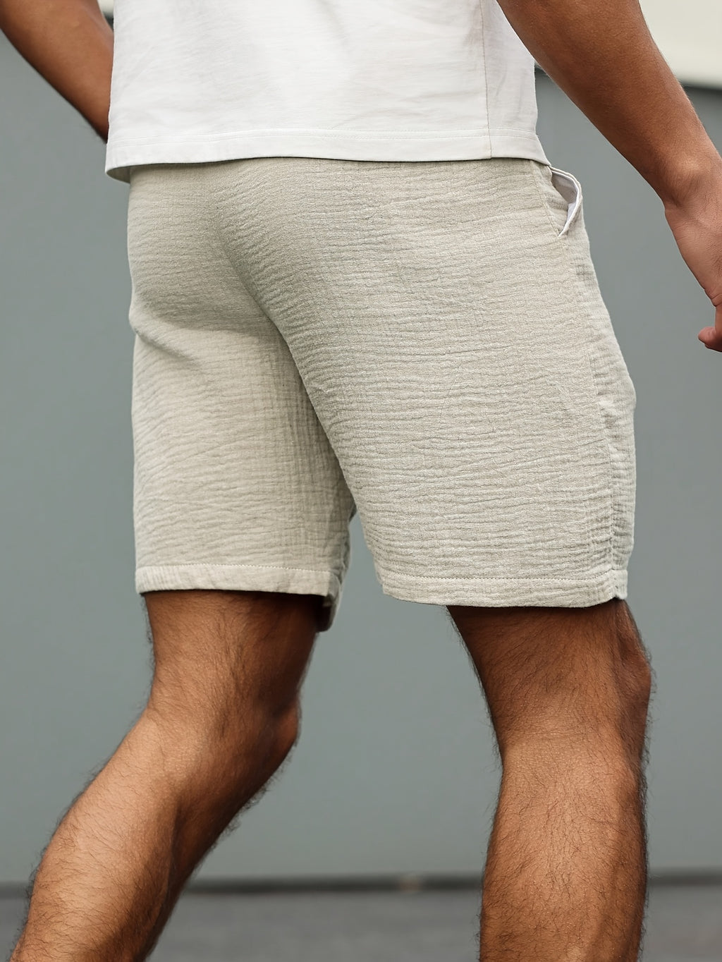 Short informal de verano para hombre 100% algodón con cintura elástica con cordón y bolsillos