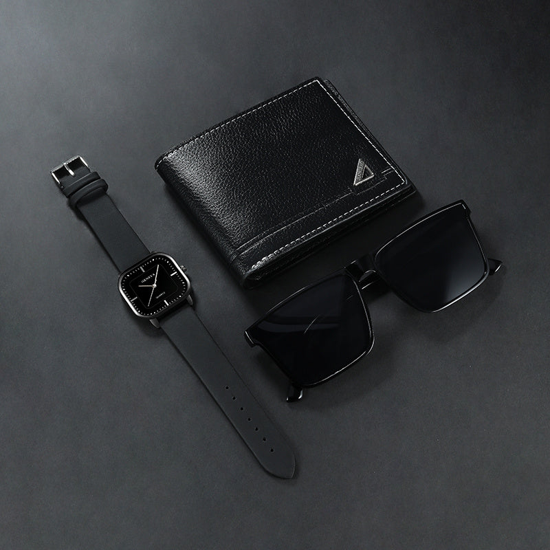 SET DE 3 PIEZAS, RELOJ, LENTES DE SOL Y BILLETERA EN TONO IDEAL PARA REGALO