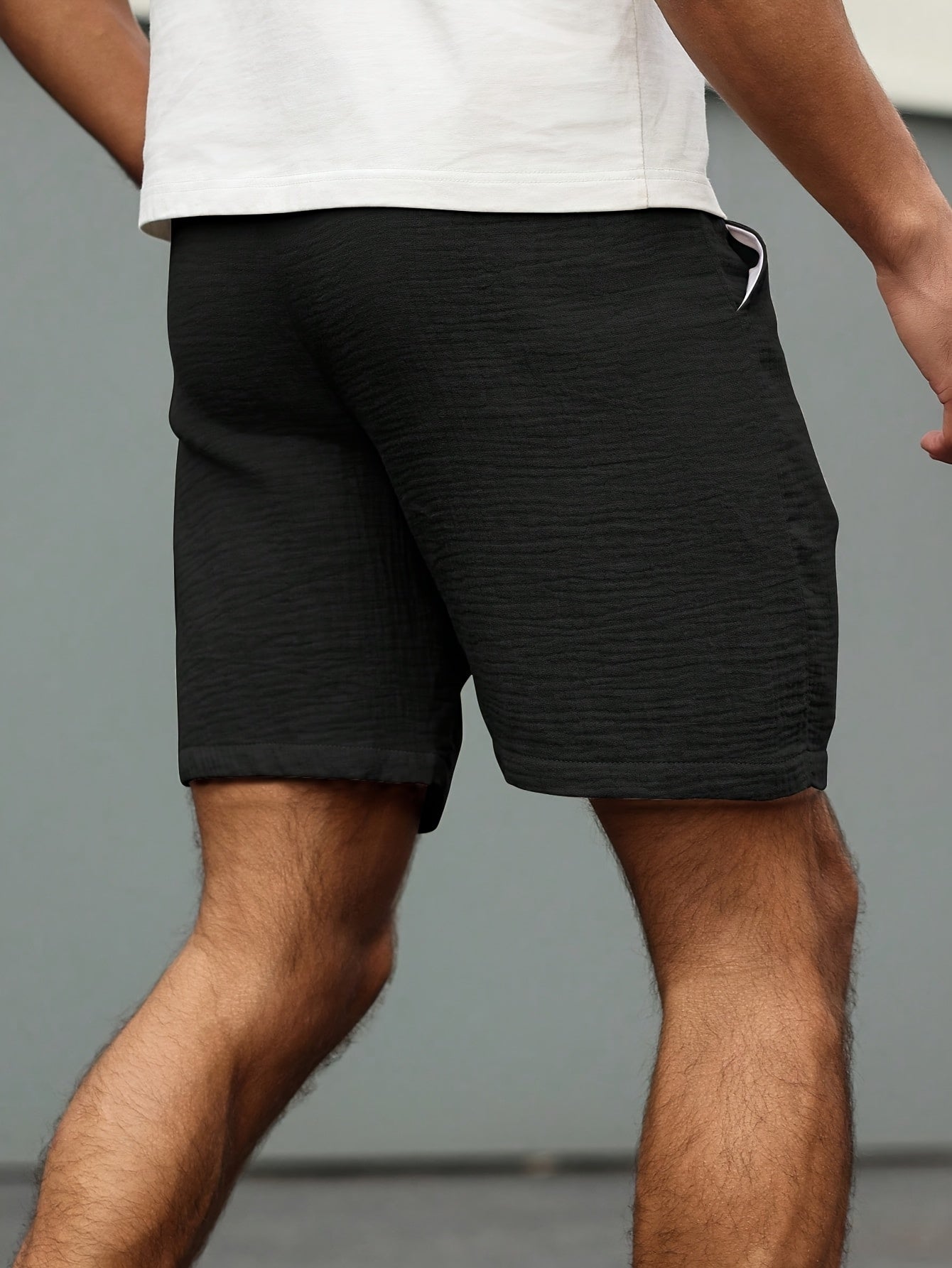 Short informal de verano para hombre 100% algodón con cintura elástica con cordón y bolsillos