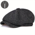 2-Pack One Hat Plus One Necklace Men'S Newsboy Cap Tweed Gatsby Hat Ivy Cabbie Flat Top Golf Cap for Father Women Unisex