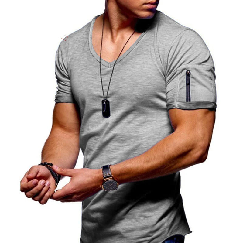 camiseta casual de Hombre, liviana, elegante, cuello V, ajustada