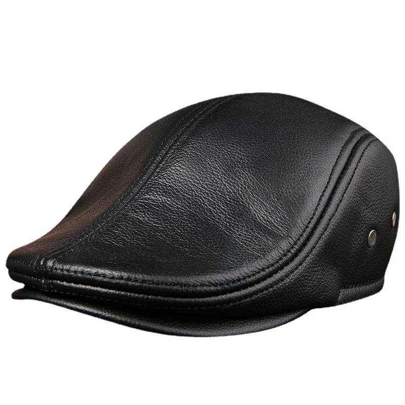 2025 cuero genuino, resistente al agua vintage boina especial para regalo, hombre sofisticado y elegante