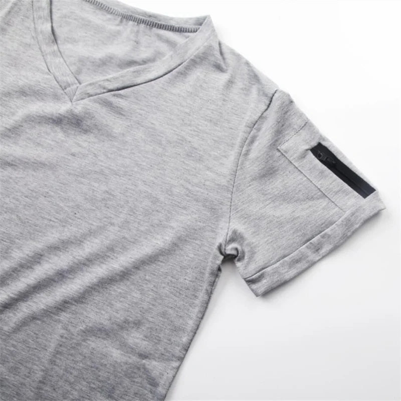 camiseta casual de Hombre, liviana, elegante, cuello V, ajustada