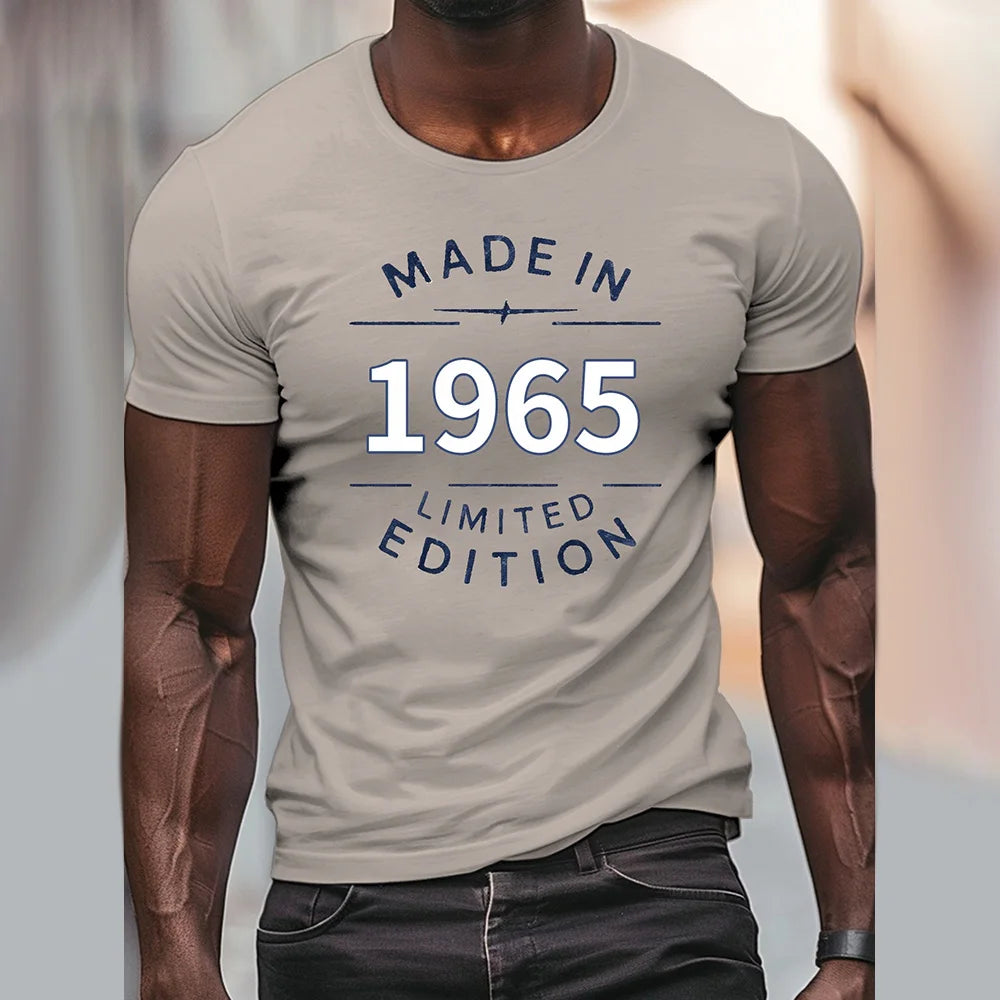 Vintage 1965 Printed Men's T-Shirt Plus Size Loose Men's Short Sleeve Tops Casual Crew Neck T-Shirts Apparel New Summer Menswear