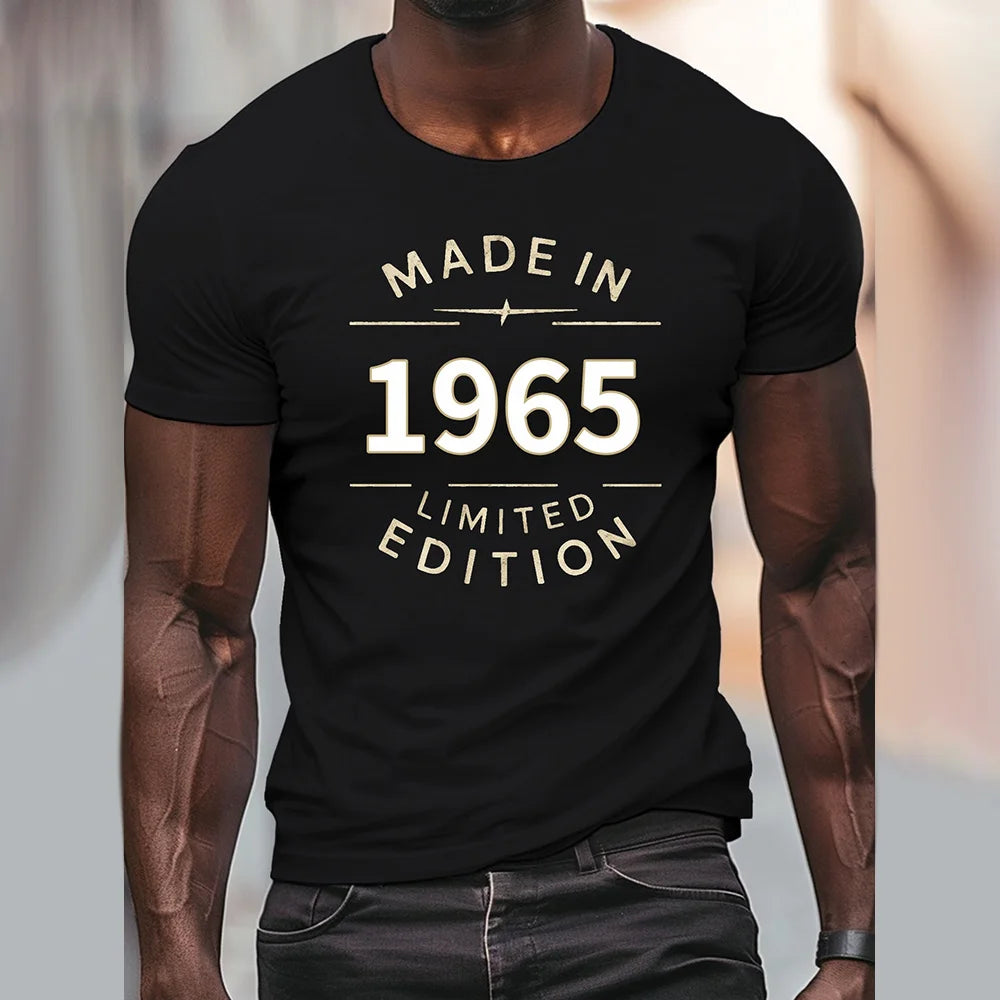 Vintage 1965 Printed Men's T-Shirt Plus Size Loose Men's Short Sleeve Tops Casual Crew Neck T-Shirts Apparel New Summer Menswear