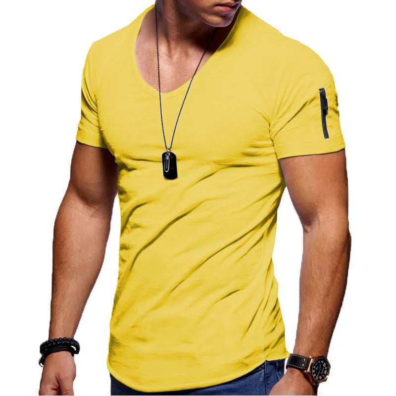 camiseta casual de Hombre, liviana, elegante, cuello V, ajustada
