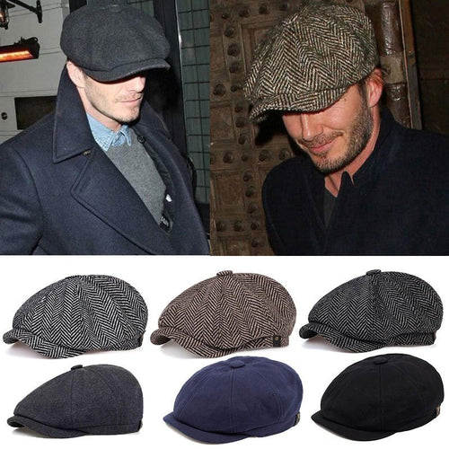 2-Pack One Hat Plus One Necklace Men'S Newsboy Cap Tweed Gatsby Hat Ivy Cabbie Flat Top Golf Cap for Father Women Unisex