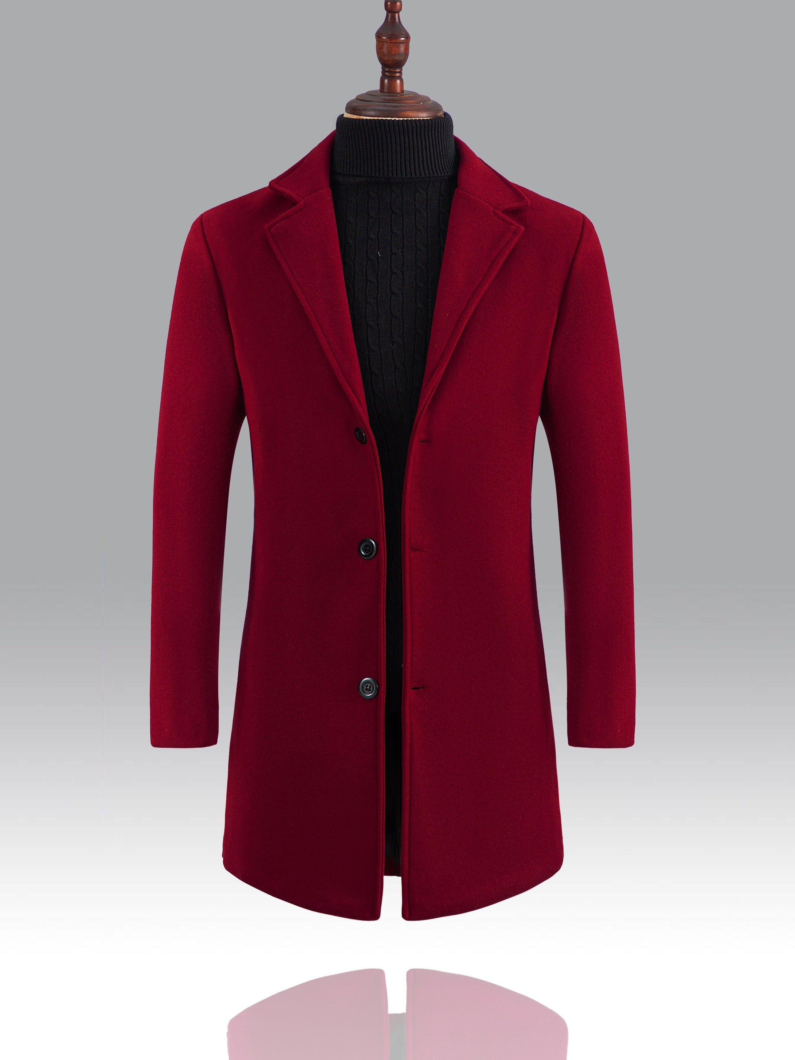 Men'S Slim-Fit Long Solid Color Single-Breasted Trench Coat - Winter Windbreaker with Notch Lapel, Long Sleeves, and Button Front, Polyester Lining, Perfect for Casual or Formal Occasions, Winter Outerwear | Notch Lapel Coat